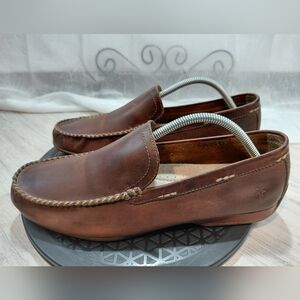 Frye Mens Lewis Venetian Brown Leather Slip-On Loafers Moc Toe SIZE MENS 10